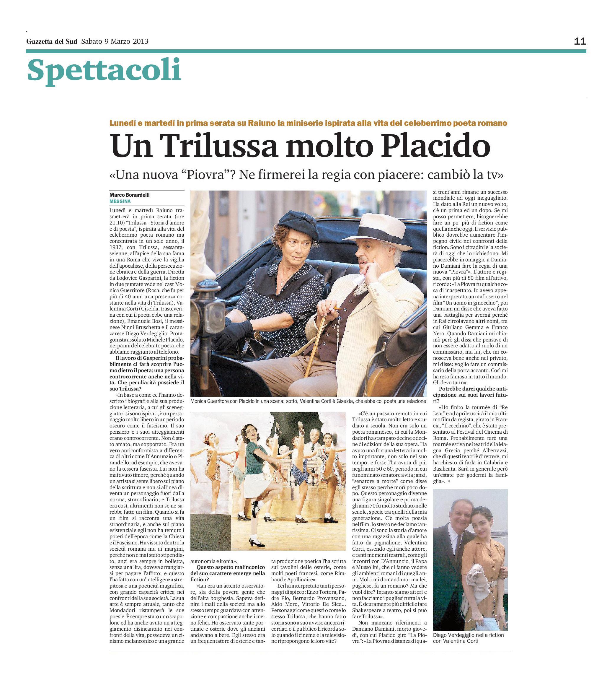 17 - Michele Placido - Un Trilussa molto Placido - Gazzetta del Sud - 9 marzo 2013.jpg