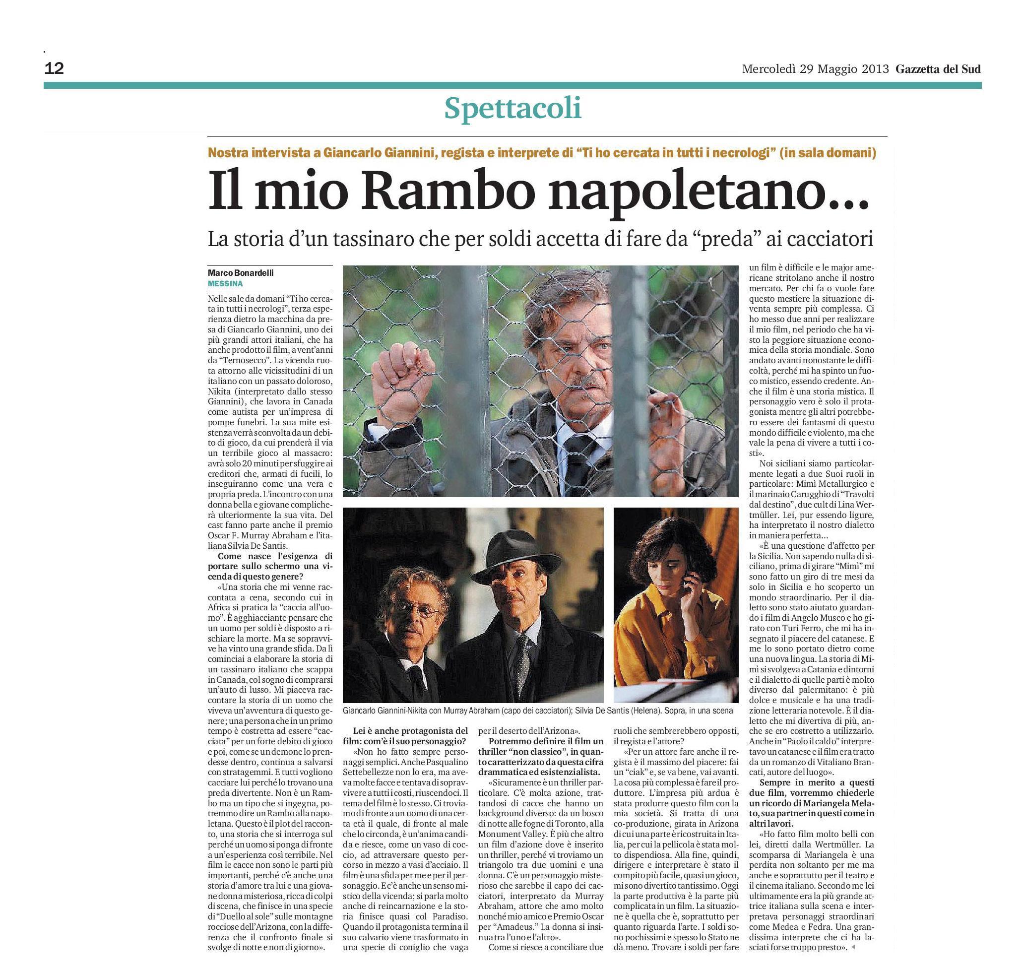23 - Giancarlo Giannini - Il mio Rambo napoletano - Gazzetta del Sud - 29 maggio 2013.jpg