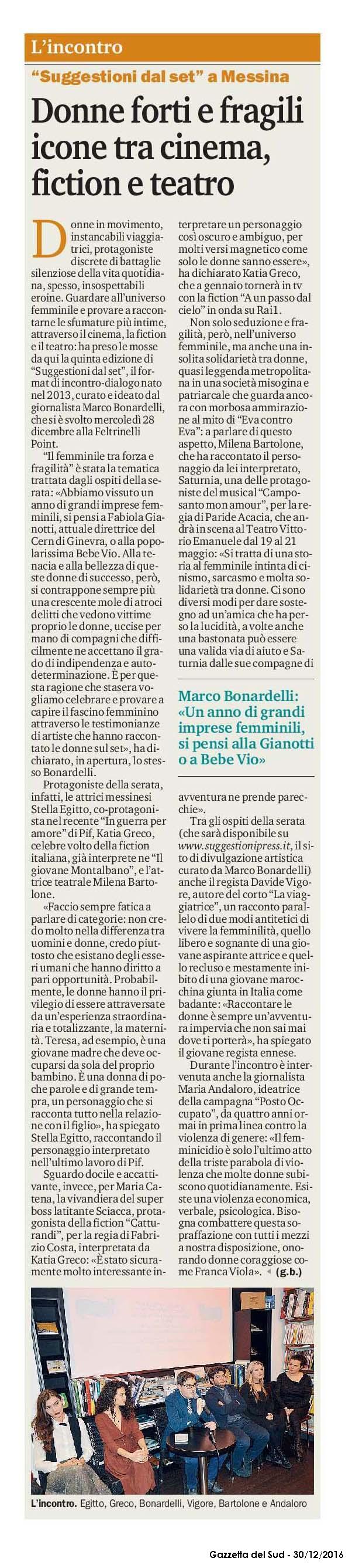 "Suggestioni dal set 5" su "Gazzetta del Sud"
