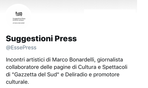 Il profilo Twitter di "Suggestioni Press"