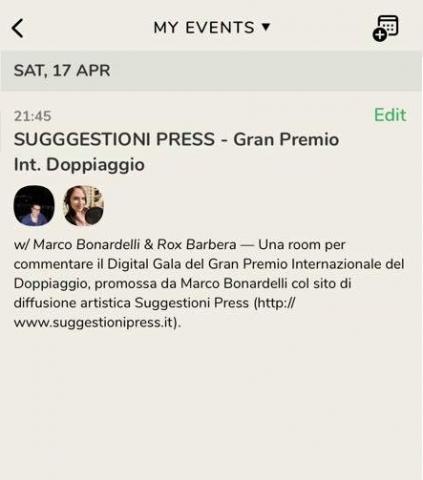 L'annuncio della room di Suggestioni Press dedicata al Gran Premio Internazionale del Doppiaggio