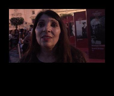 Lucia Sardo durante l'intervista per Suggestioni Press sul red carpet del Taormina Film Fest 2019