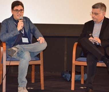Marco Bonardelli e Francesco Calogero durante la masterclass al Fotogramma d'oro 2019