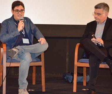 Marco Bonardelli e Francesco Calogero durante la masterclass al Fotogramma d'oro 2019